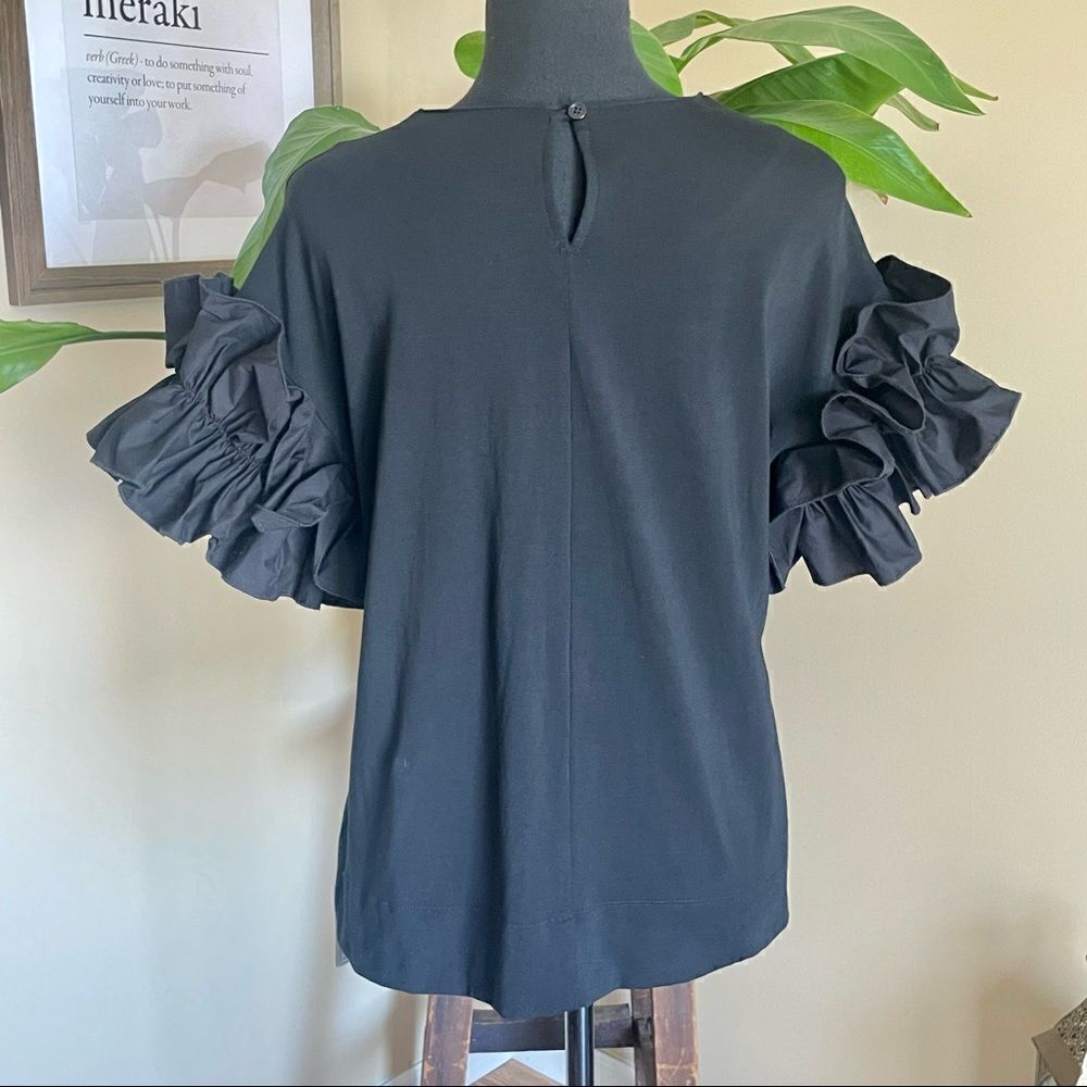 𝅺Drew Black Ruffle Sleeve Top - Picture 5 of 10